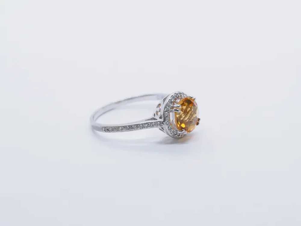 Checkerboard Citrine Halo Sterling Silver Ring - image 2