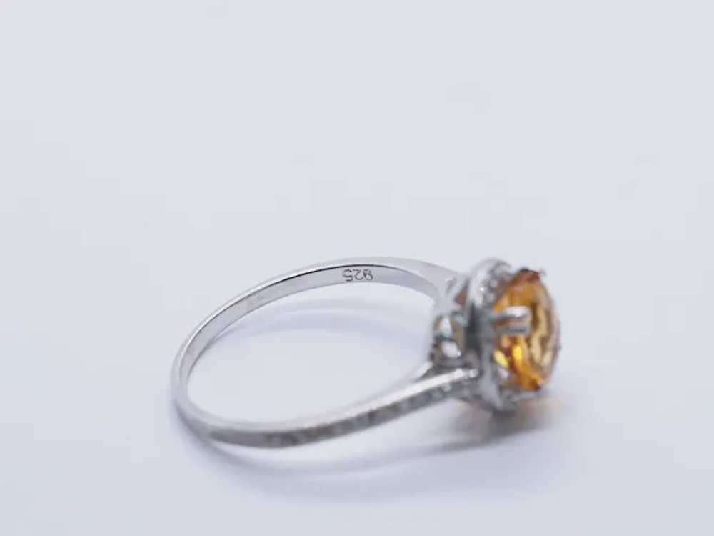 Checkerboard Citrine Halo Sterling Silver Ring - image 3