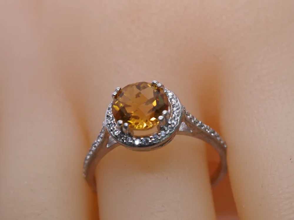 Checkerboard Citrine Halo Sterling Silver Ring - image 4