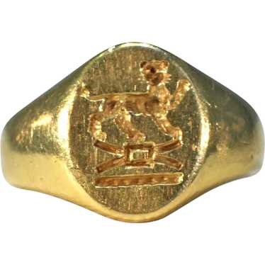 Antique European 18k Gold Signet Ring Intaglio Big