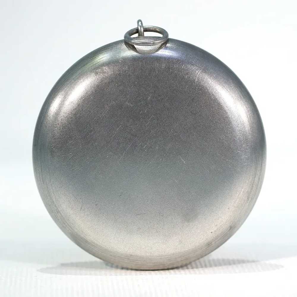 Antique European Silver Locket Pendant Compact or… - image 4