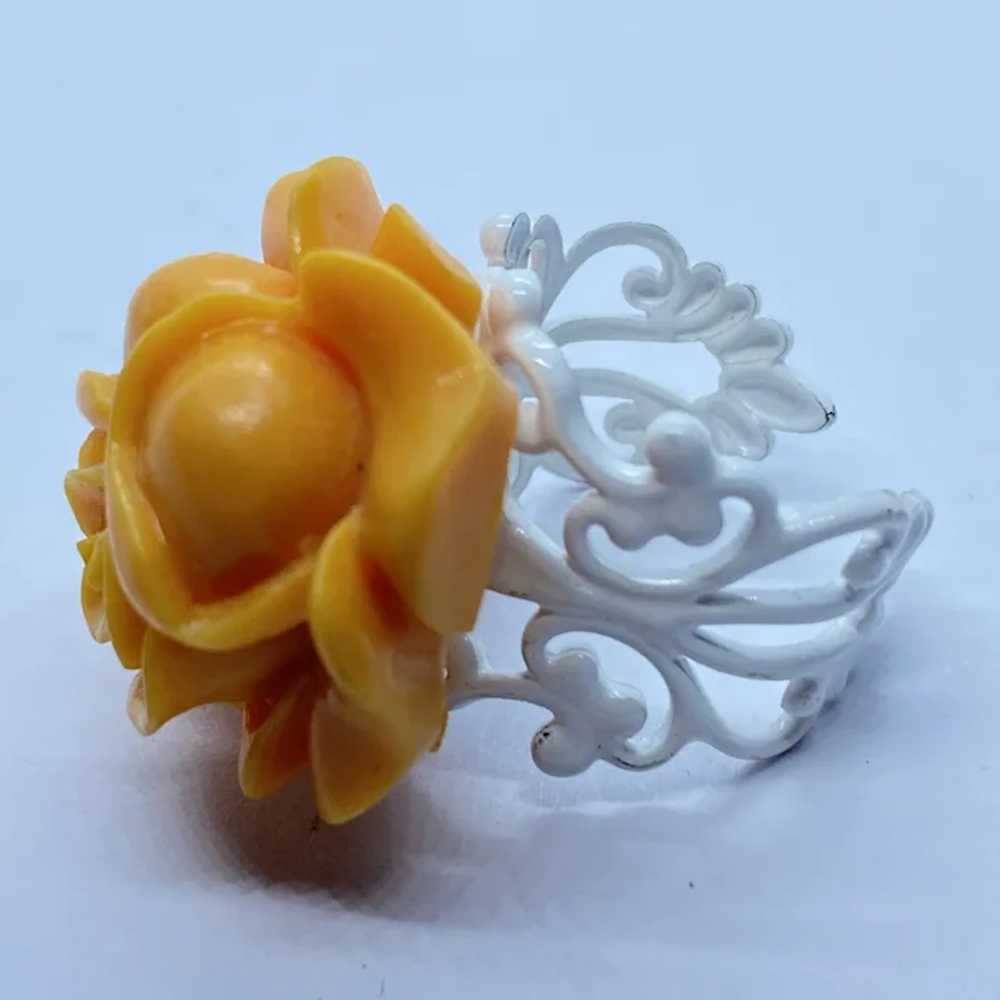 Gorgeous Vintage Orange Celluloid Rose / Flower A… - image 2