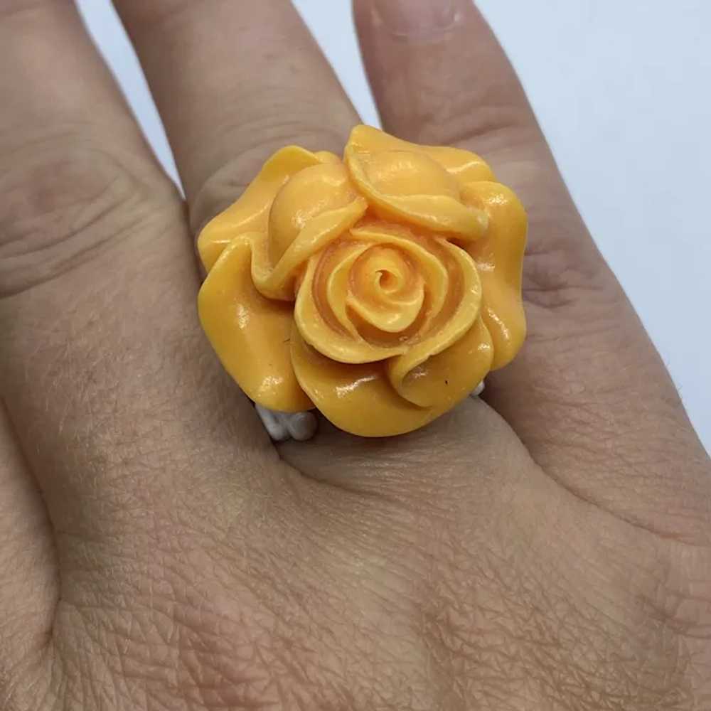 Gorgeous Vintage Orange Celluloid Rose / Flower A… - image 7