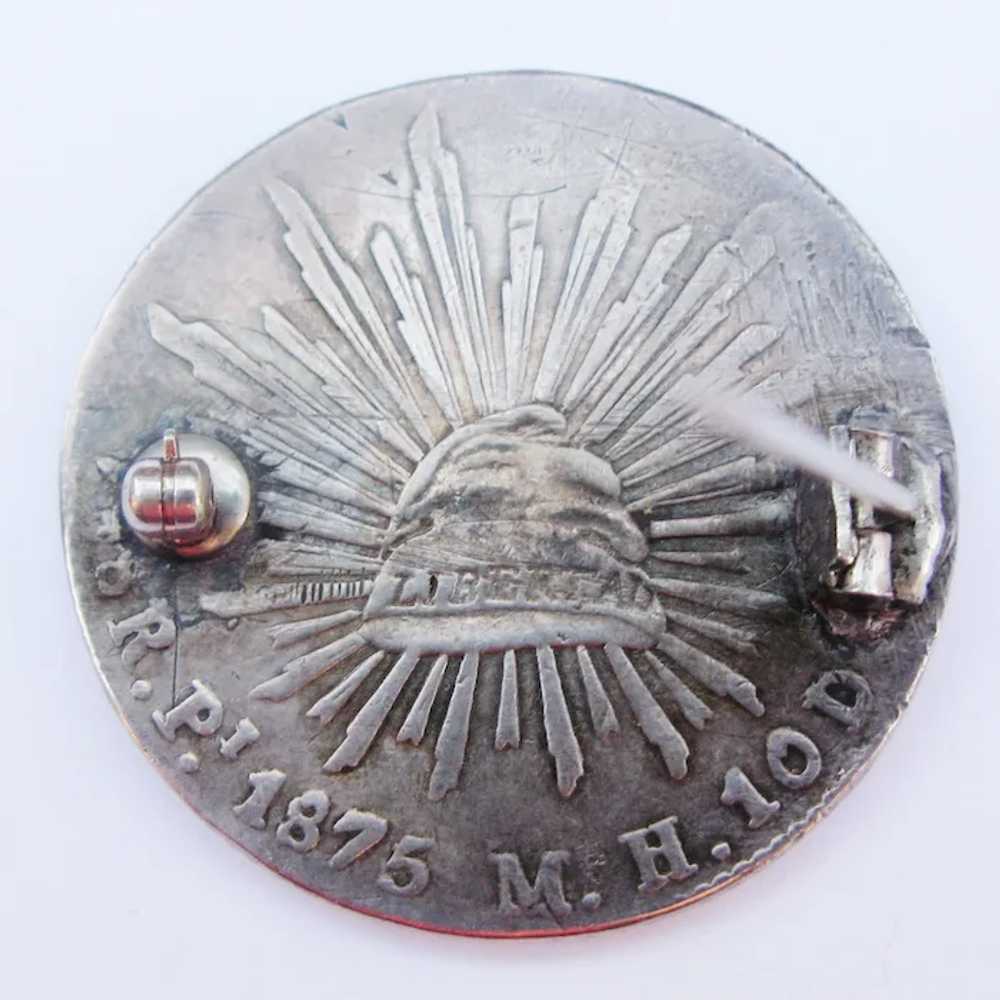 Mexican 1875 Love Token, 8 Reales Silver Coin, Mo… - image 5