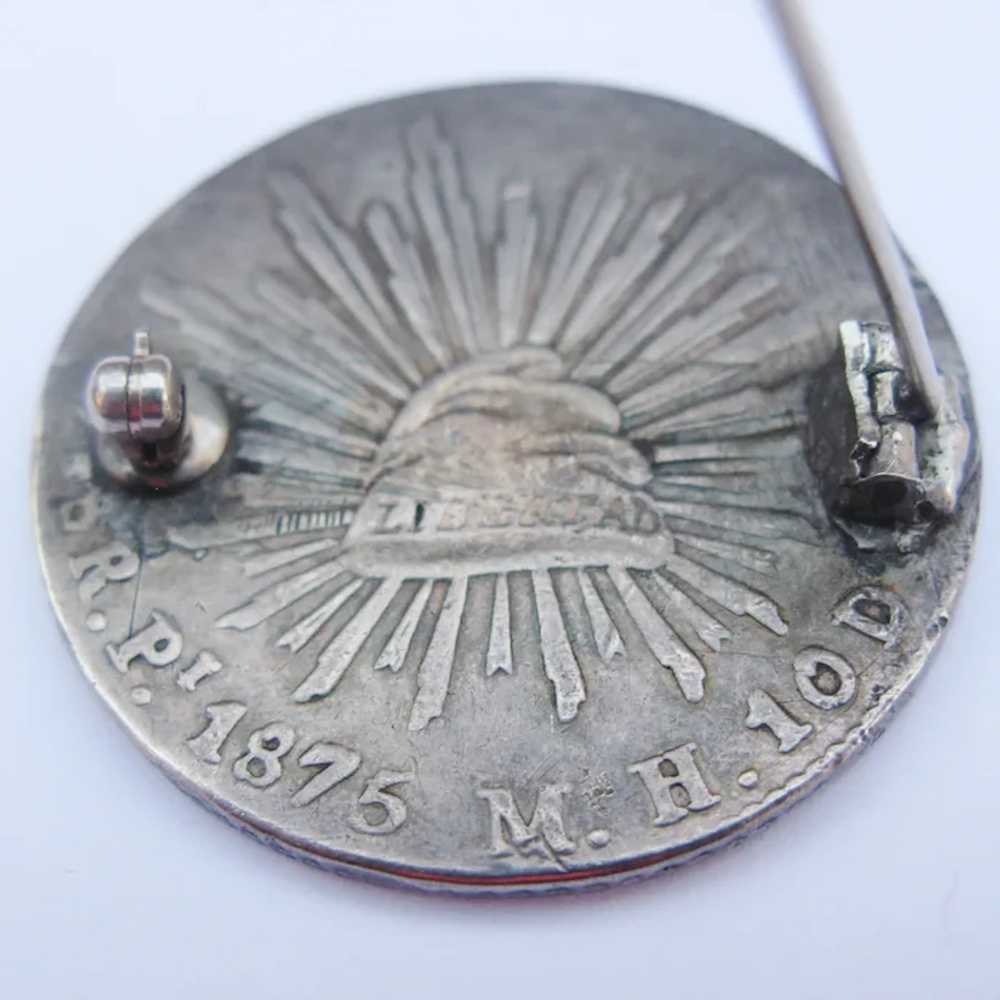 Mexican 1875 Love Token, 8 Reales Silver Coin, Mo… - image 6