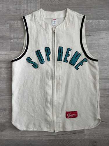🔥Supreme FW22 Denim Baseball Jersey Denim Size XXL .Sold Out ! With  Receipt.