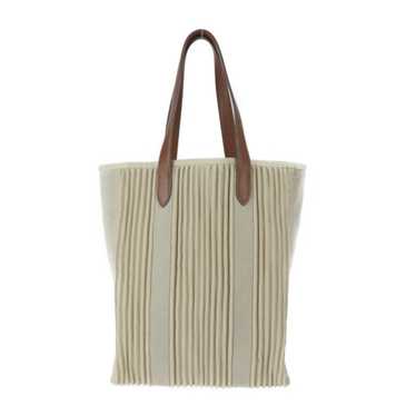 Hermes Sellier Vintage Beige Cotton Canvas Summer Beach Bag