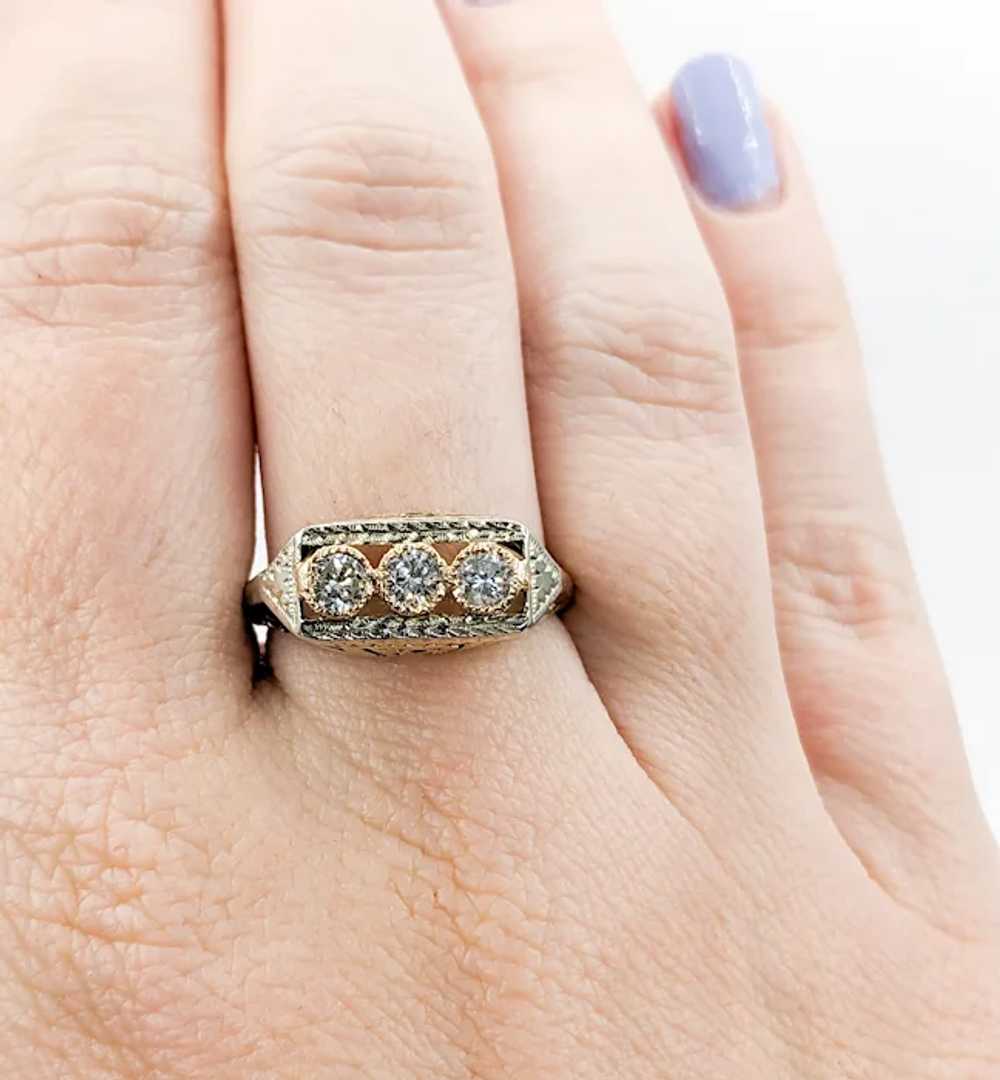 Antique Art Deco Three Stone Diamond Ring in 10kt… - image 7