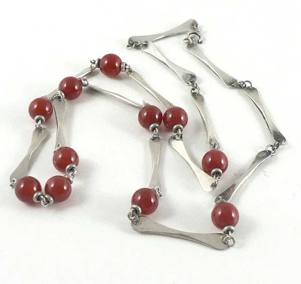 Mid-Century Modern Sterling Silver and Carnelian … - image 2