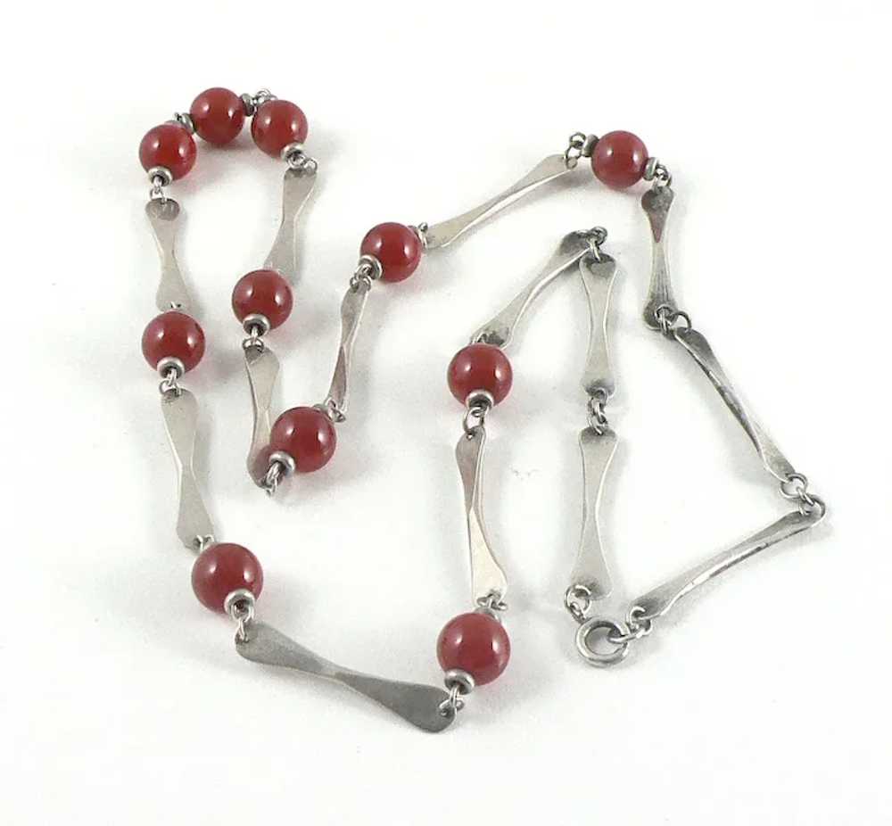 Mid-Century Modern Sterling Silver and Carnelian … - image 3