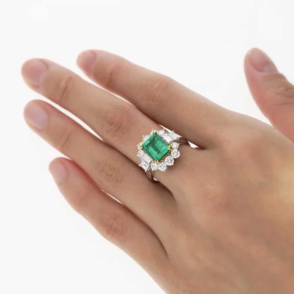 4.42 Carat TW Colombian Emerald with Round & Emer… - image 12