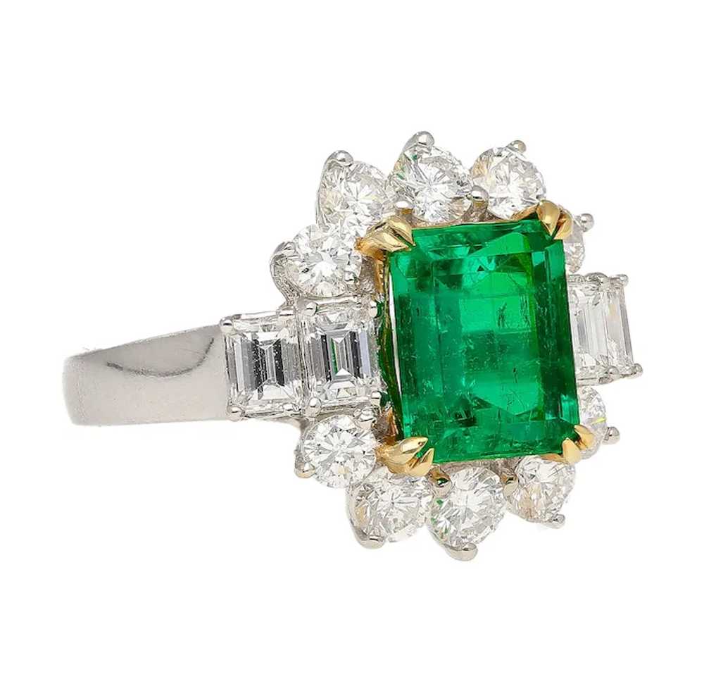 4.42 Carat TW Colombian Emerald with Round & Emer… - image 2