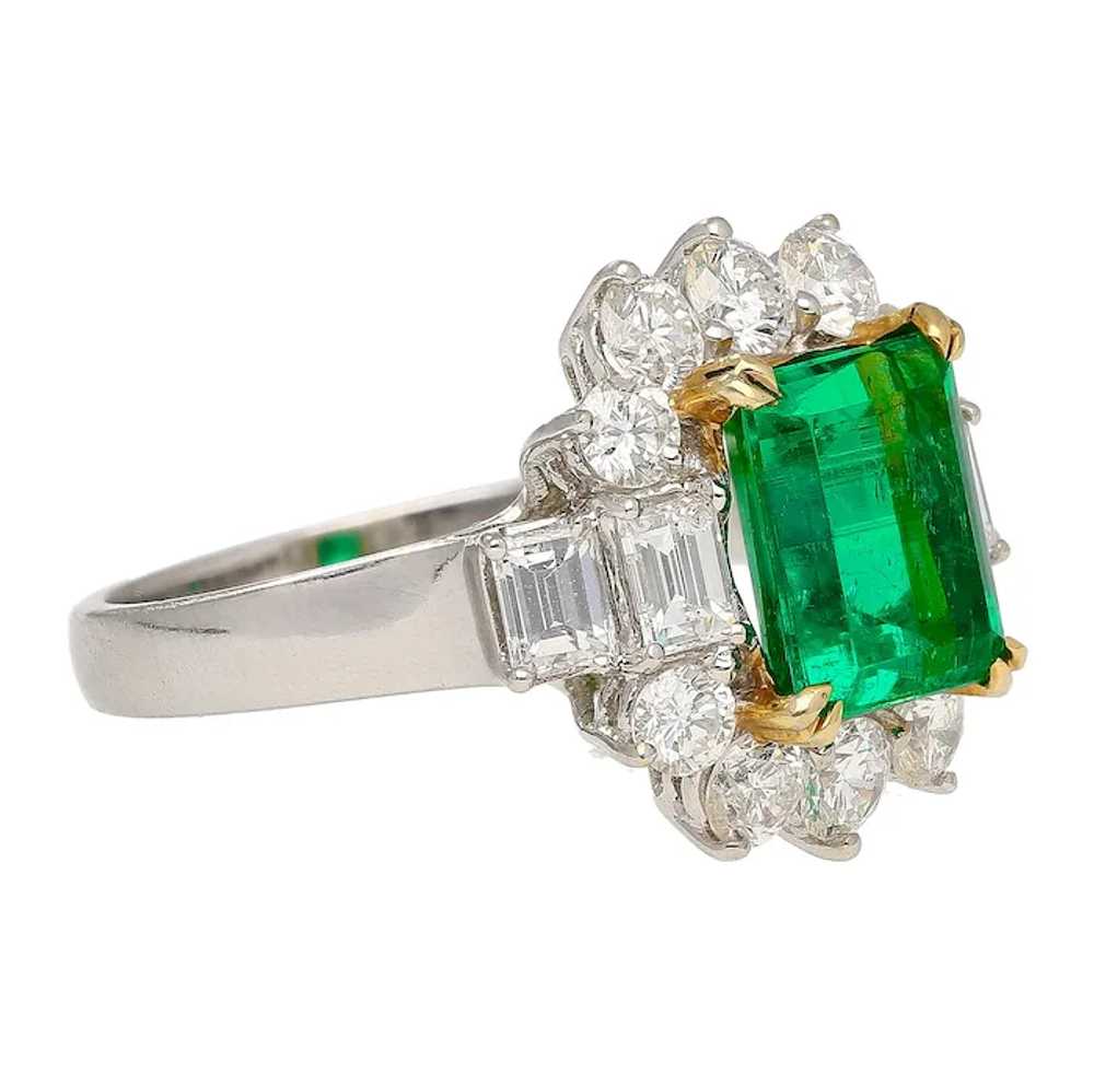 4.42 Carat TW Colombian Emerald with Round & Emer… - image 3