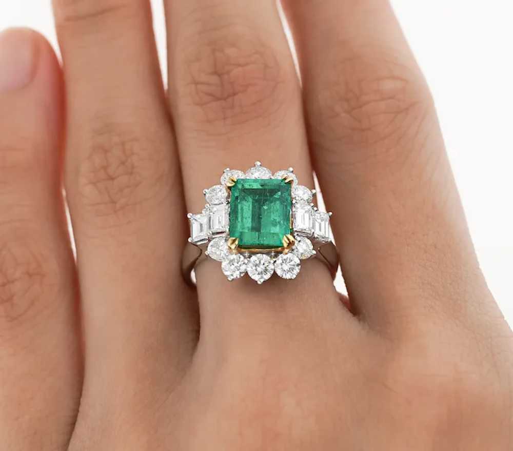 4.42 Carat TW Colombian Emerald with Round & Emer… - image 9