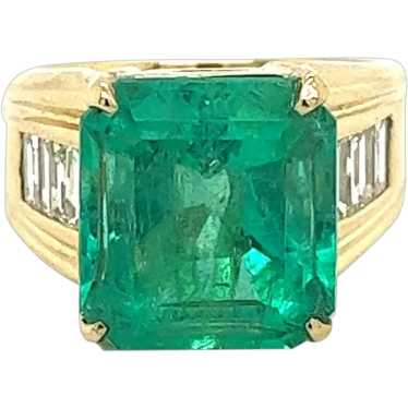 Unisex 8.64 Carat Colombian Emerald & Baguette Di… - image 1