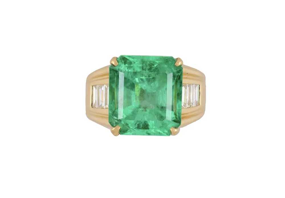 Unisex 8.64 Carat Colombian Emerald & Baguette Di… - image 2
