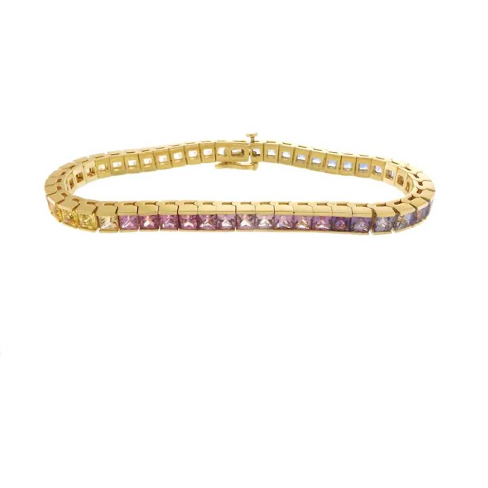 Fabulous Rainbow Gemstone Line Bracelet in 14k Ye… - image 2