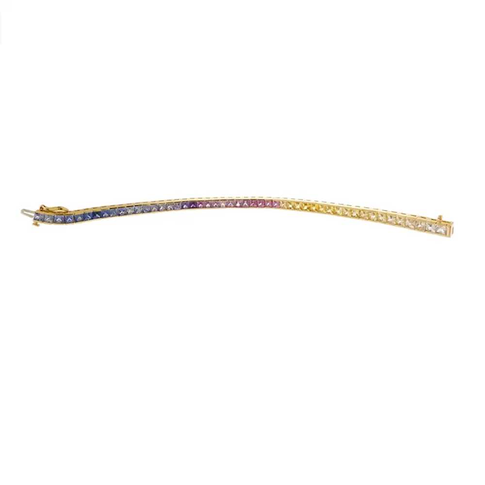 Fabulous Rainbow Gemstone Line Bracelet in 14k Ye… - image 5