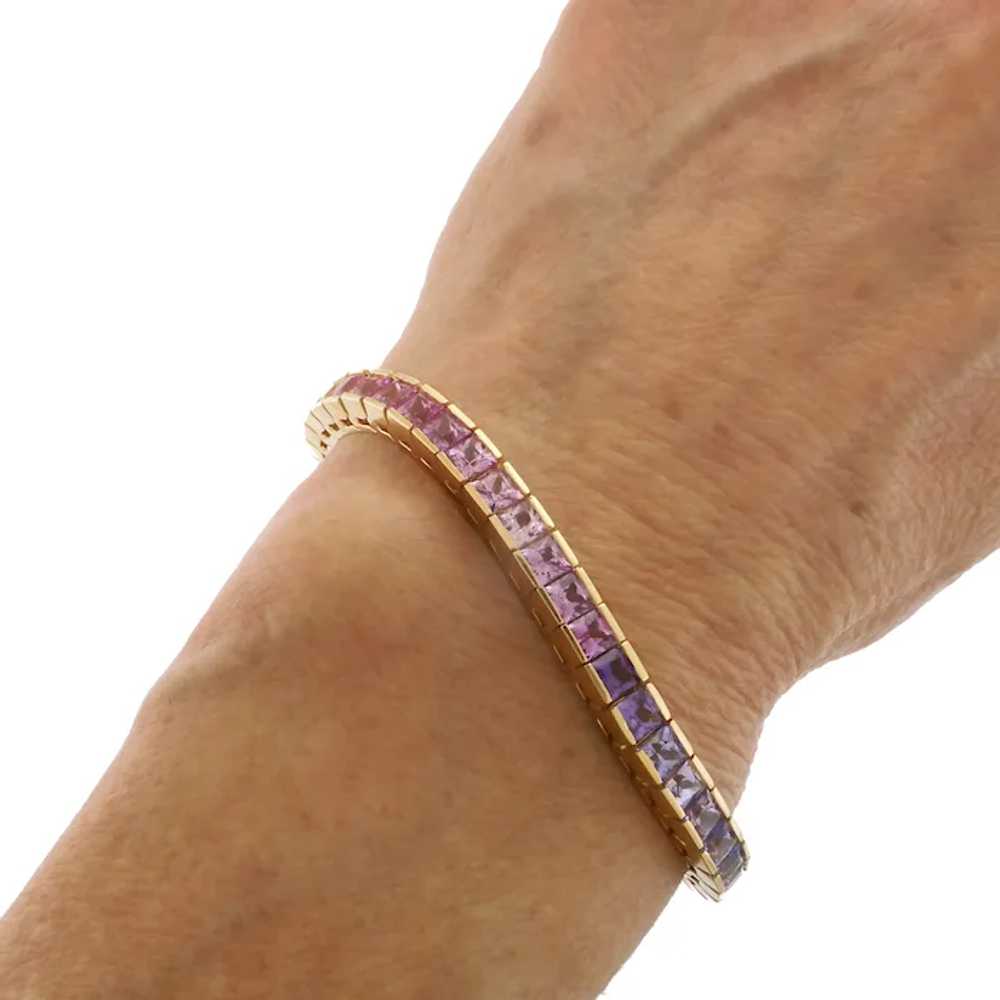 Fabulous Rainbow Gemstone Line Bracelet in 14k Ye… - image 7
