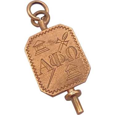 Alpha Phi Omega APO Fraternity Key Charm 10K Gold