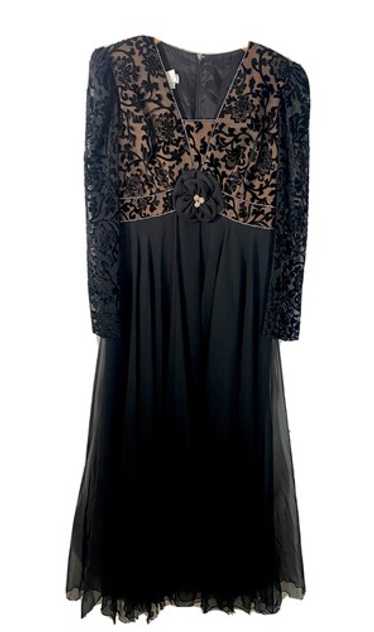 Bernadette Vtg Black Formal Dress With Rhinestone… - image 1