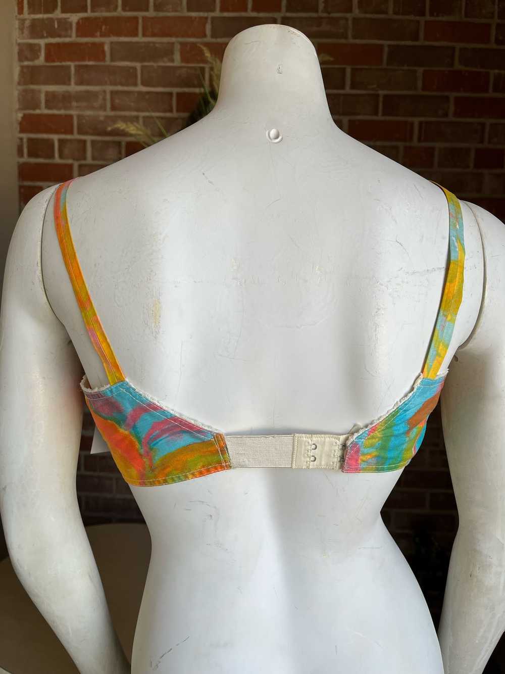 1960s Abstract Cotton Bikini Top - image 4