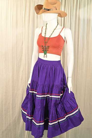 Vintage Purple Southwestern Patio Skirt, Full Swee