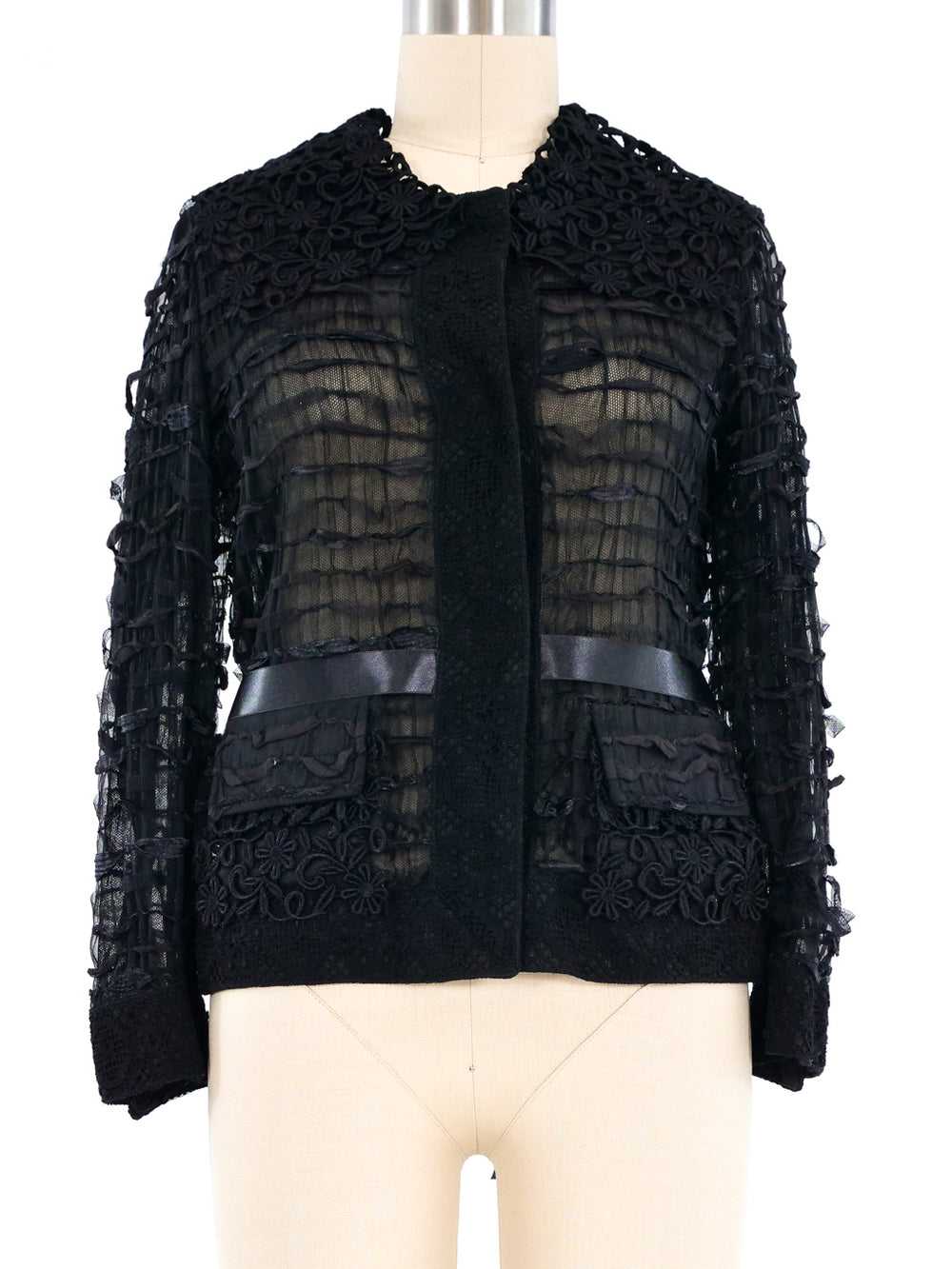 Dolce And Gabbana Lace Trimmed Silk Chiffon Jacket - image 1