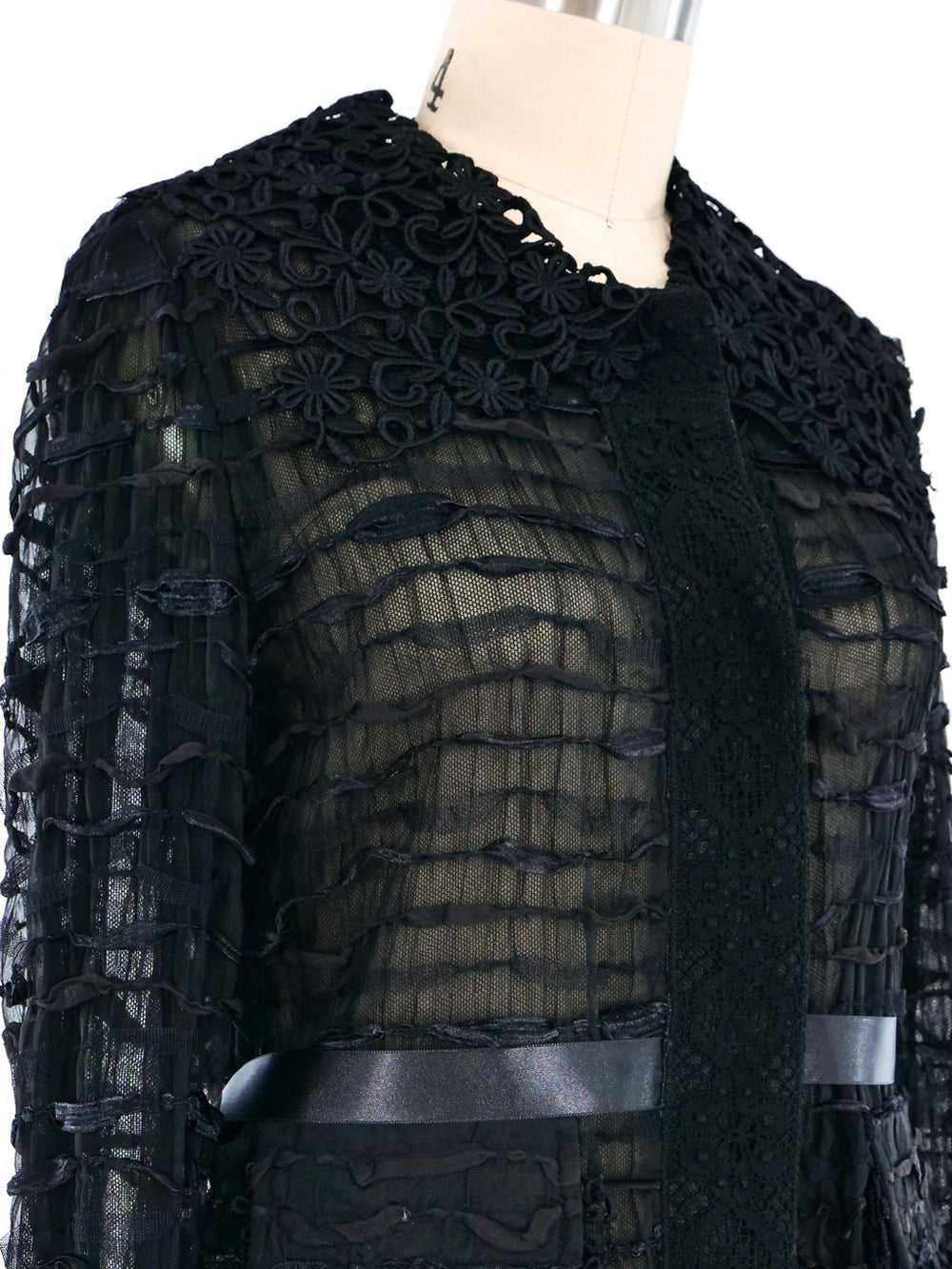 Dolce And Gabbana Lace Trimmed Silk Chiffon Jacket - image 2