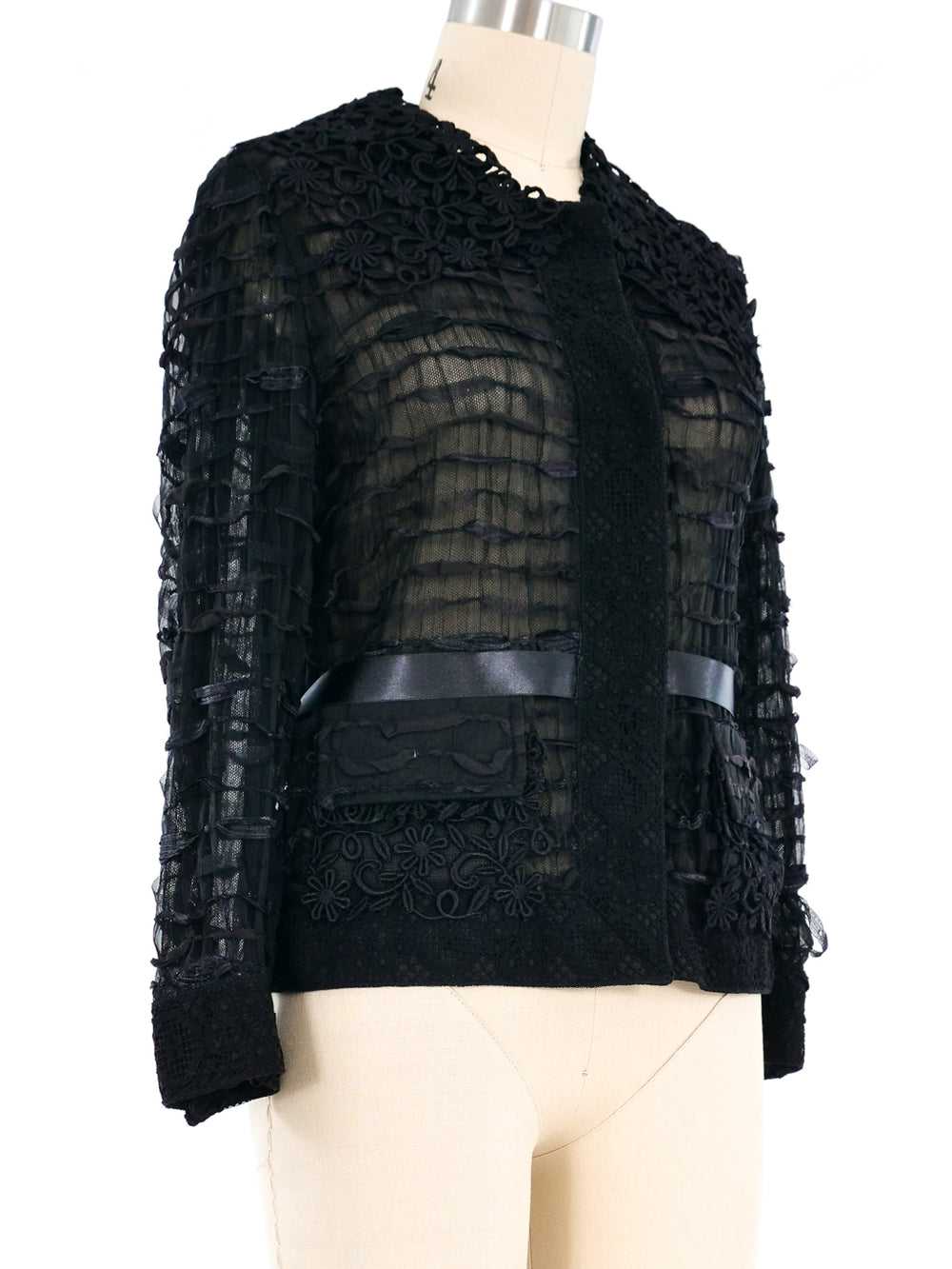 Dolce And Gabbana Lace Trimmed Silk Chiffon Jacket - image 3