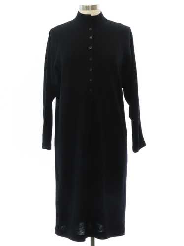 1980's P. J. Klein Petites Black Wool Dress