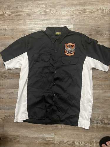 Harley Davidson black/white biker button t shirt