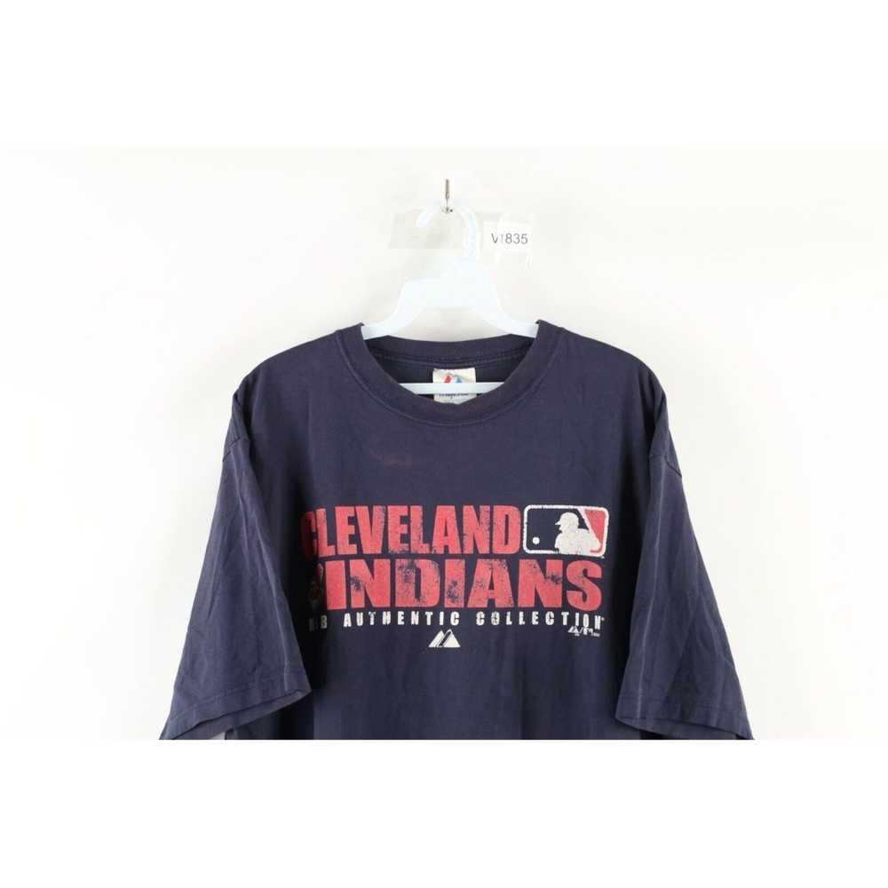 Vintage 00s Navy Majestic Cleveland Indians T-Shirt - X-Large Cotton– Domno  Vintage