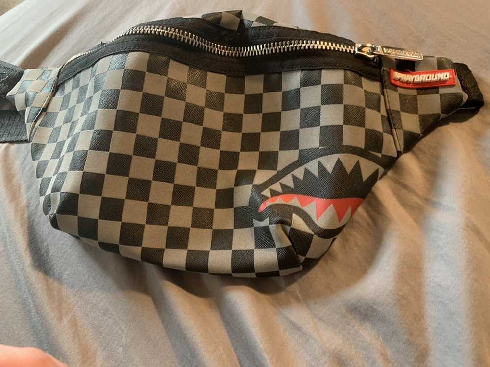 🏁 Black Checkered Sprayground Bape Backpack