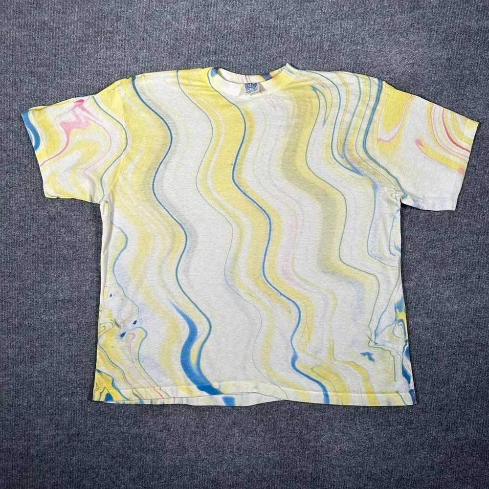 Hanes × Vintage Vintage 90s Marble Dye T Shirt Mu… - image 2