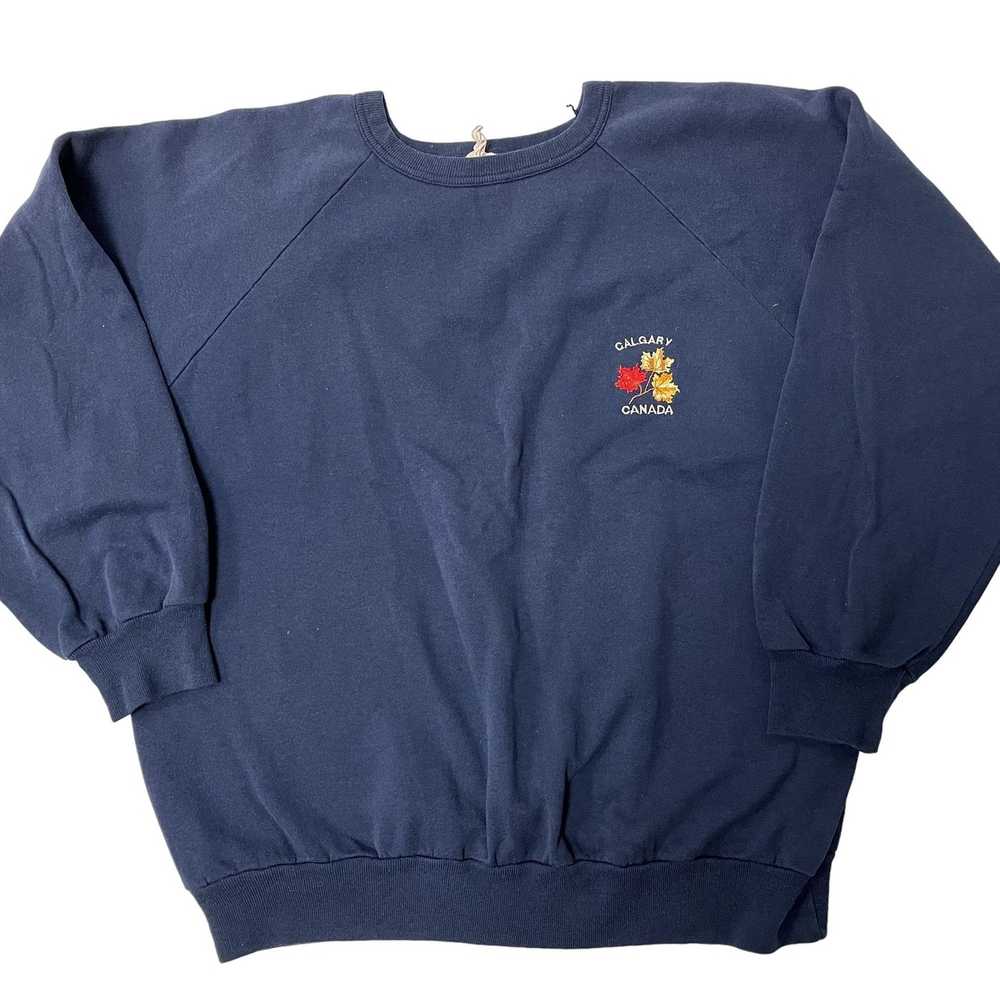 Unkwn 90's Quality Goods Blue CALGARY CANADA Ragl… - image 1