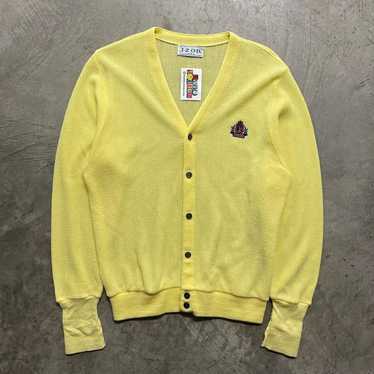 Vintage 1980s IZOD Knitted Cardigan Sweater / Vintage 90s Cardigan / Made In USA / Preppy / Sweatshirt / Yellow buy