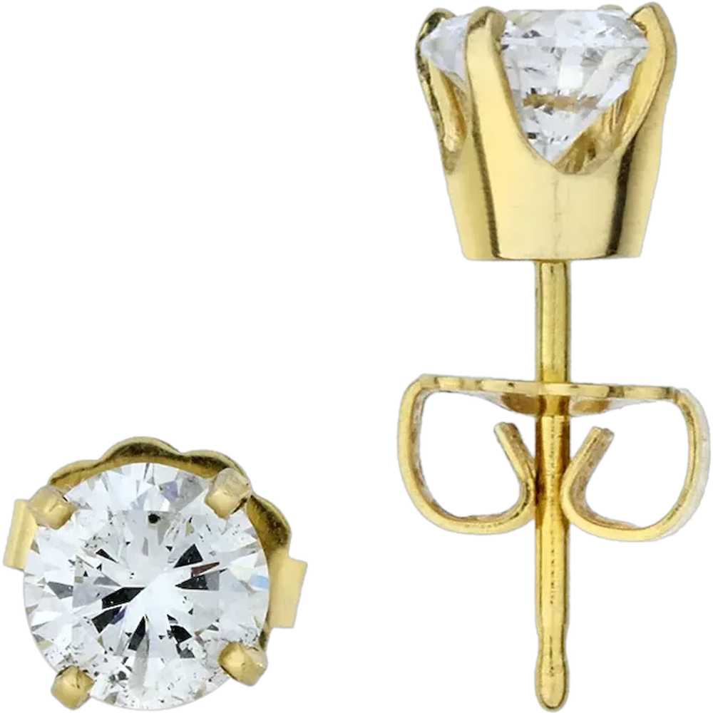 14K Yellow Gold 1.08ctw Natural Diamond Stud Earr… - image 1