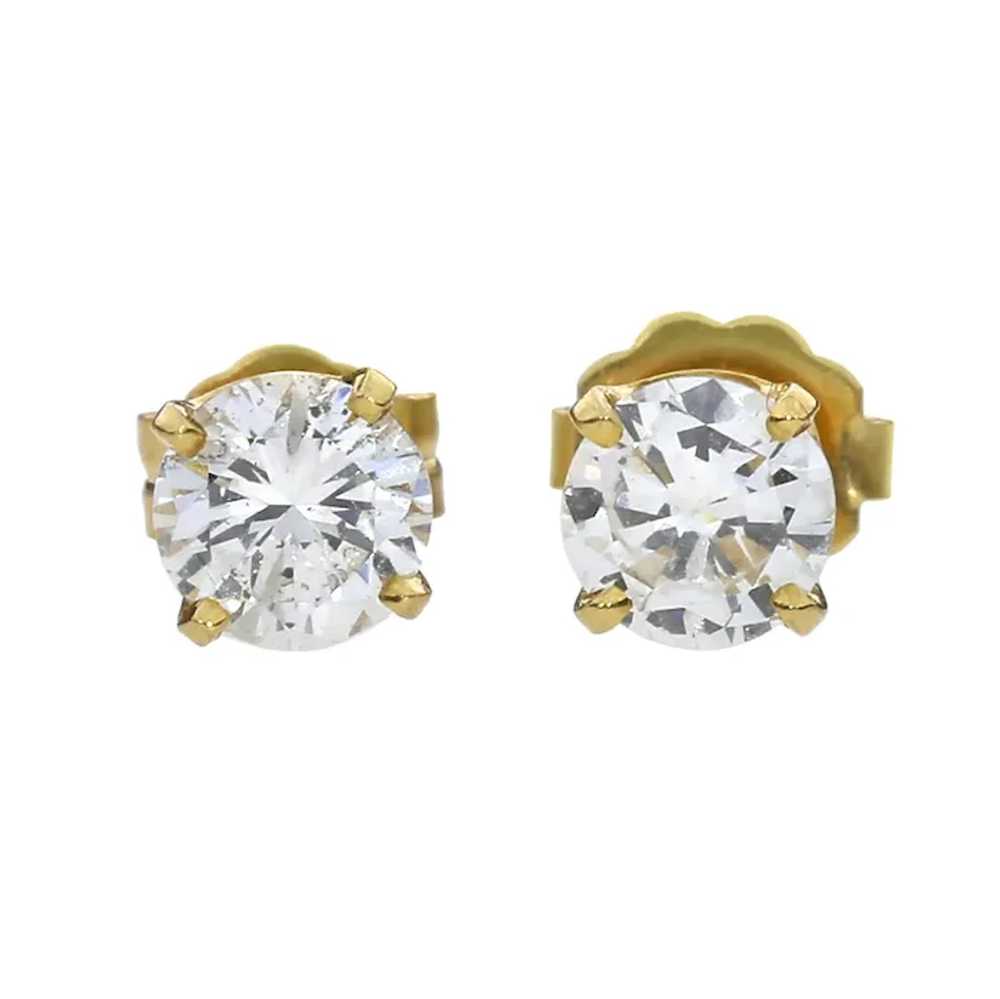 14K Yellow Gold 1.08ctw Natural Diamond Stud Earr… - image 3