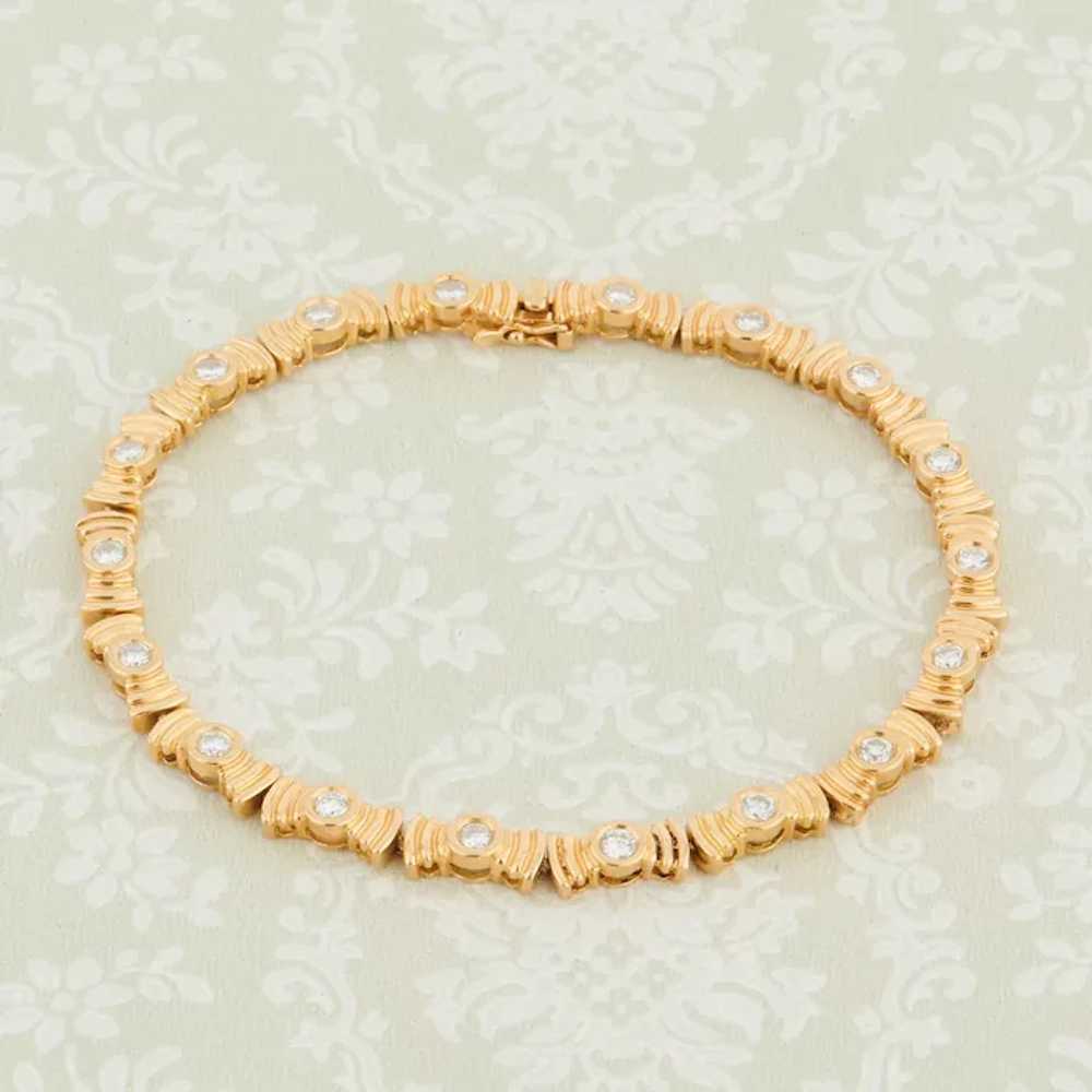 Second Hand 18ct Gold Diamond Bow Bracelet - image 3