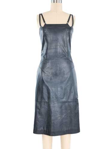 Versace Gunmetal Leather Dress