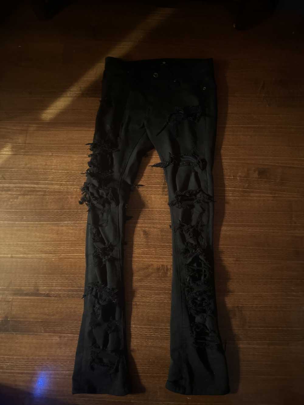 Japanese Brand Focus distressed black flared jeans - image 1