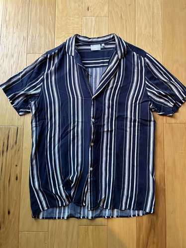 Asos Navy and White striped short sleeve button up