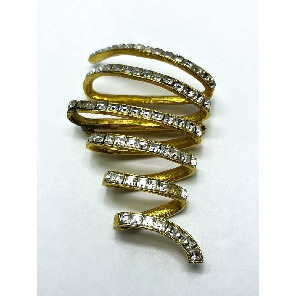 Vintage Vintage Rhinestone Swirl Brooch Pin - image 2