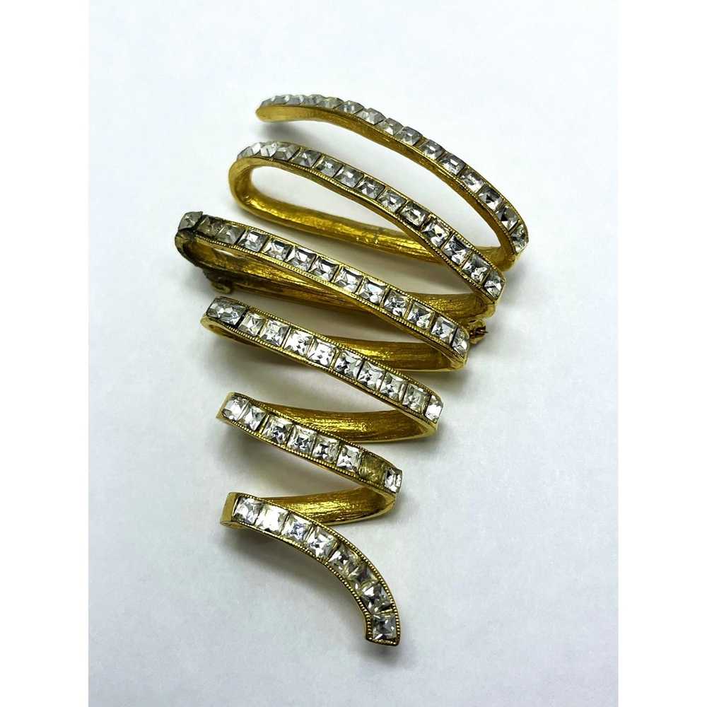 Vintage Vintage Rhinestone Swirl Brooch Pin - image 3