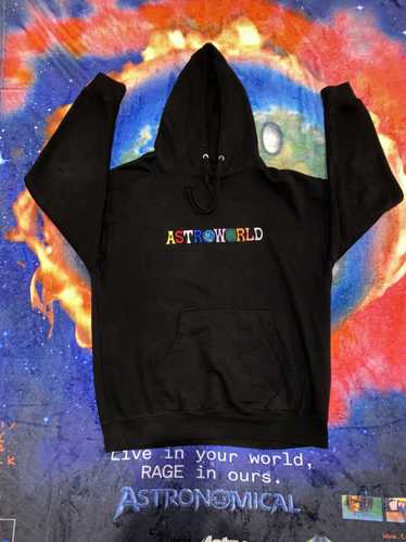 Custom Black Houston Astro World Themed Font Parody Embroidered Pullover  Hoodie