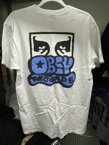 Obey × Streetwear Obey Records Tee Blue and White