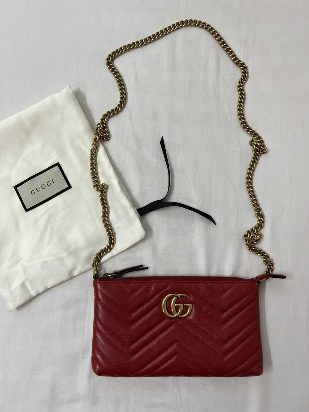 Gucci Gucci GG Marmont Zip Pouch Wallet Chain Cro… - image 1