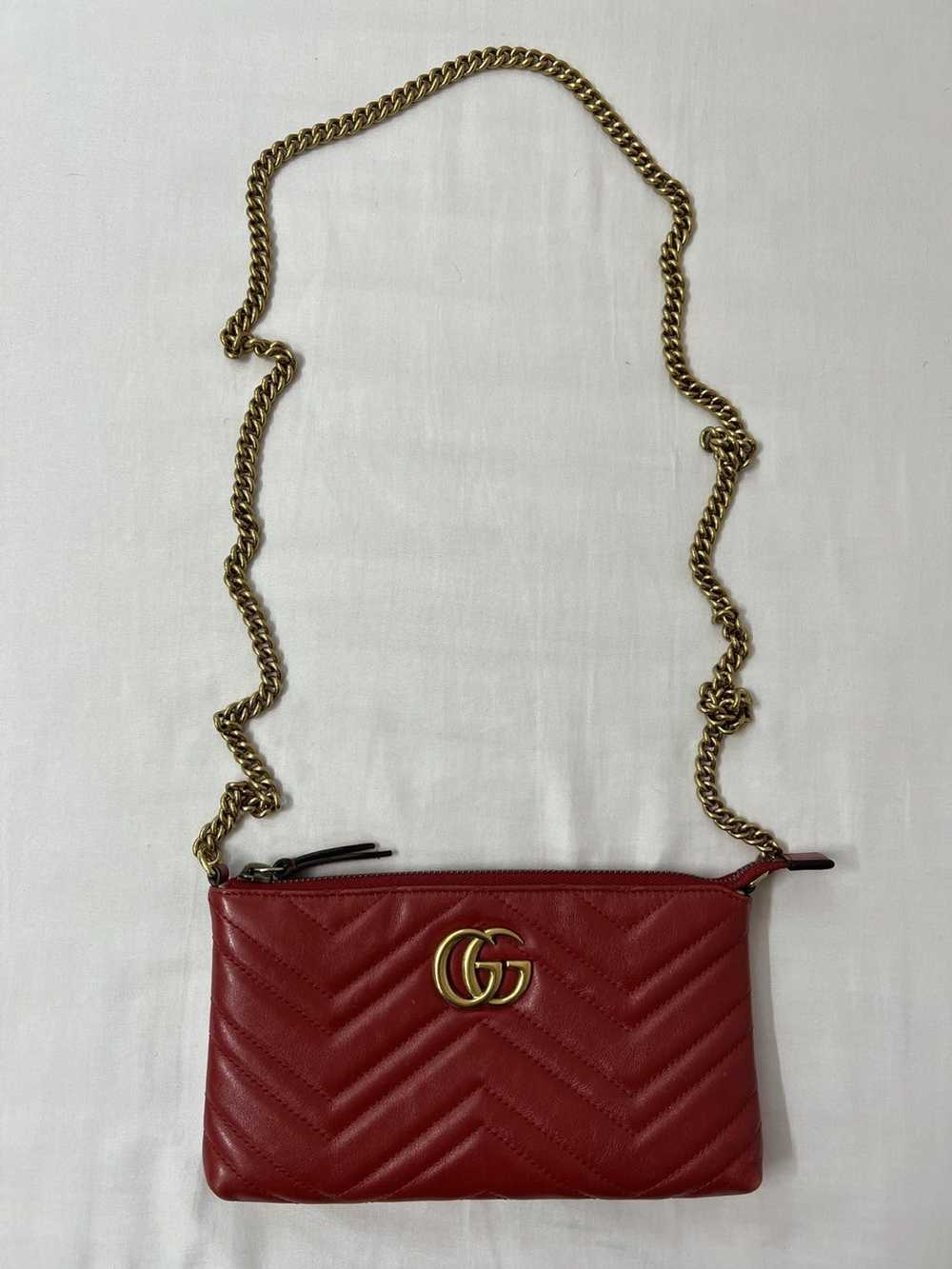 Gucci Gucci GG Marmont Zip Pouch Wallet Chain Cro… - image 2