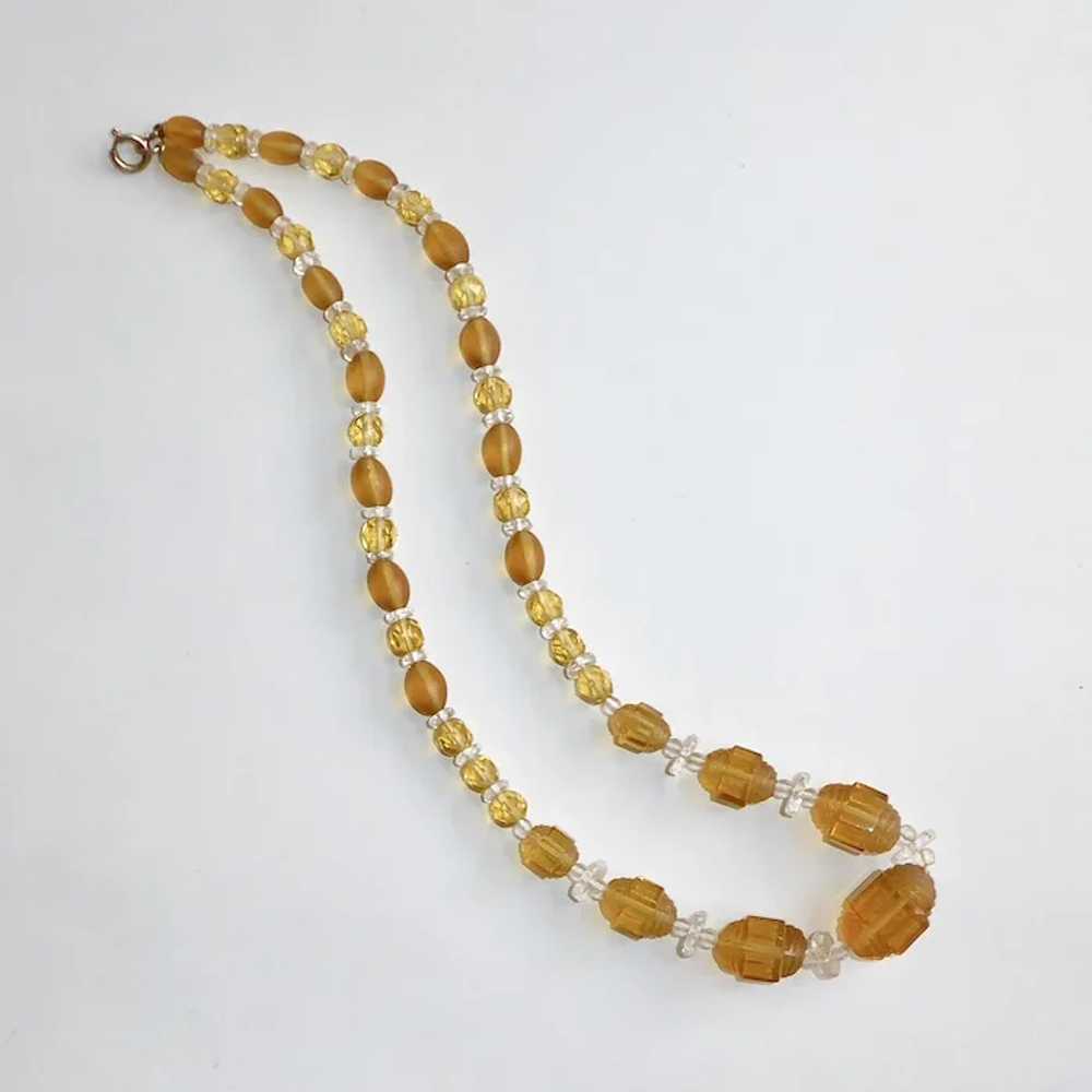 Art Deco Amber & Clear Glass Bead Necklace - image 10